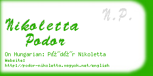 nikoletta podor business card